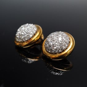 5CT Diamond 18K Gold Clip Earrings