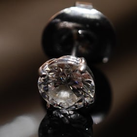 Single 14K White Gold Diamond Stud Earring, 0.75 CT