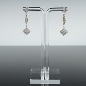 White Gold and Diamond Dangle Earrings