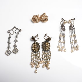 4 Pair Vintage Clip and Screwback Earrings