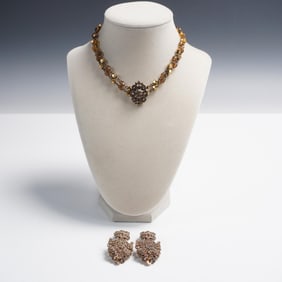 2pc Vintage Dauplaise Choker and Tara Earrings Set