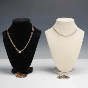 4pc Mid-Century Gold Tone and Mixed Metal Chain Jewelry Lot