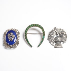 3pc Assorted Vintage Brooch Group