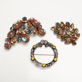 3pc Vintage Brooch Lot, Regency and Scottish Design