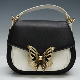 Betsey Johnson Black and White Butterfly Clasp Crossbody Bag