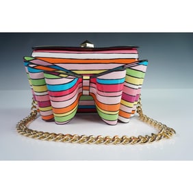 Betsey Johnson Princess P Rainbow Stripe Bow Handbag