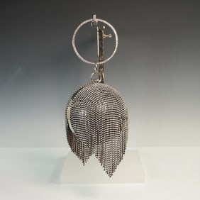Rhinestone Silver Clutch Handbag Ball 