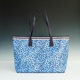 Tommy Bahama Blue Leopard Print Tote Bag