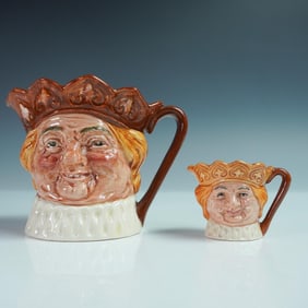 2pc Royal Doulton Old King Cole Small & Tiny Character Jugs