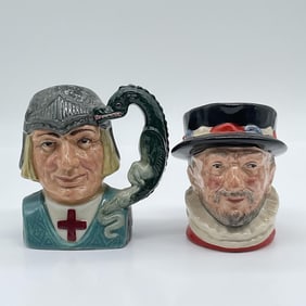 2pc Royal Doulton Sm Character Jugs, St. George & Beefeater