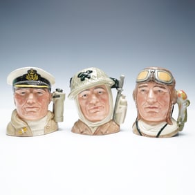 3pc Royal Doulton Medium Military Character Jugs