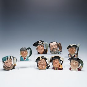 8pc Royal Doulton Small Character Jugs with Nautical and Historical Themes