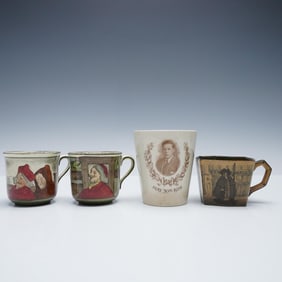 4pc Royal Doulton Commemorative and Pictorial Mugs
