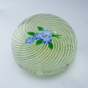 Perthshire Art Glass Paperweight, Forget Me Not