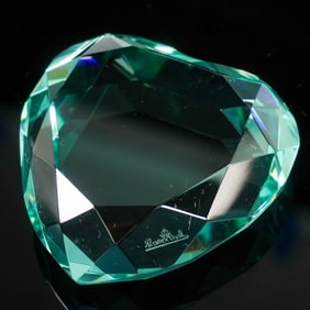 Rosenthal Sea Green Crystal Heart Paperweight