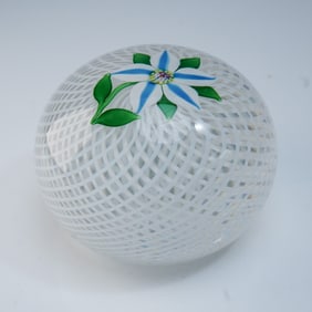 Saint Louis Art Glass Clematis Floral Paperweight