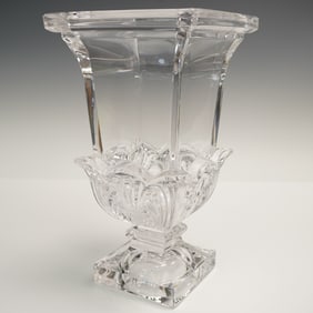 Cut Crystal Vase, Square Pedestal Base