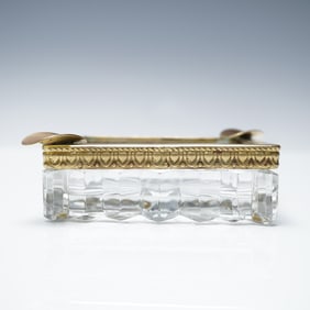 Cut Glass and Gilt Metal Square Ashtray