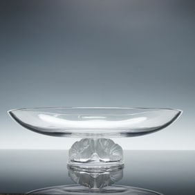 Glass Pedestal Bowl with Floral Motif Base