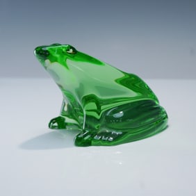 Baccarat Green Crystal Figurine, Frog