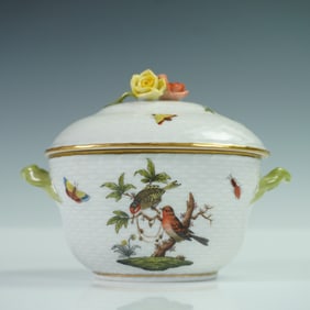 Herend Porcelain Bon Bon Dish with Lid, Rothschild Bird