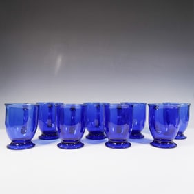 8pc Anchor Hocking Cobalt Blue Glass Mugs