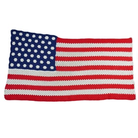 Hand-Crocheted American Flag Throw Blanket - Red, White & Blue