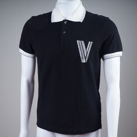 Versace Men's Embroidered Polo Shirt, Size Small