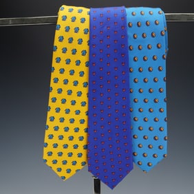 3pc Britto Silk Neckties, Colorful Print Designs