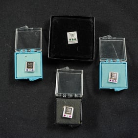 4pc GM GMPD 10K Gold Tie Tack Pins with Gemstones