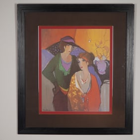 Itzchak Tarkay, Framed Color Serigraph on Paper, Socialite Duo