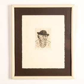 Original Etching on Wove Paper, Portrait of a Man, Signed