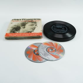 26pc Assorted Music Vinyl Records and Compact Discs