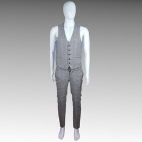 2pc Moss London Men's Slim Fit Vest & Trousers, Size 48