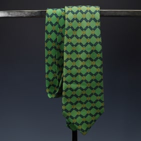 Hermes Paris Green Silk Tie