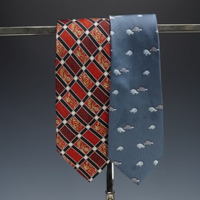 2pc Lanvin Paris Silk Ties