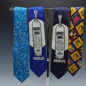 4pc Novelty Neckties, Absolut Vodka Designs