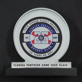 Florida Panthers 25th Anniversary Game Used Glass Display