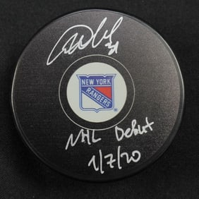 Autographed Igor Shesterkin NHL Debut Inglasco Puck, 1/7/20