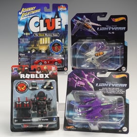 4pc Action Figure and Die-Cast Vehicle Lot, Roblox and Hot Wheels