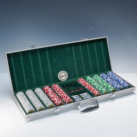 Poker Chip Set with Case, Dice, and Playing Cards