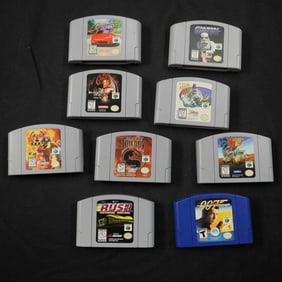 9pc Nintendo 64 Game Cartridges, Includes 007, Mortal Kombat, Star Wars