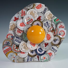 Bottle Cap Wall Sculpture, Fried Egg Design