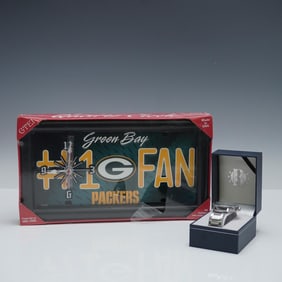 2pc Green Bay Packers Fan Lot, Clock and Watch