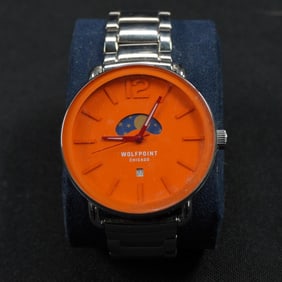 Wolfpoint Chicago Wristwatch with Orange Dial and Moonphase Display