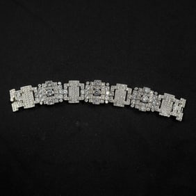 Art Deco-Style Rhinestone Bracelet, Geometric Motif