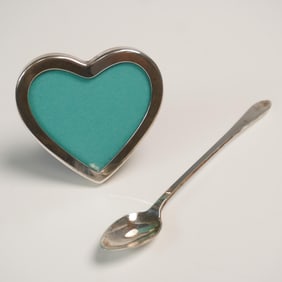 2pc Tiffany & Co. Sterling Silver Heart Frame and Spoon