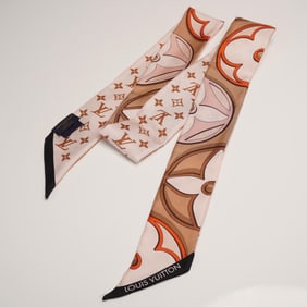 Louis Vuitton Pink and Brown Monogram Silk Bandeau Scarf