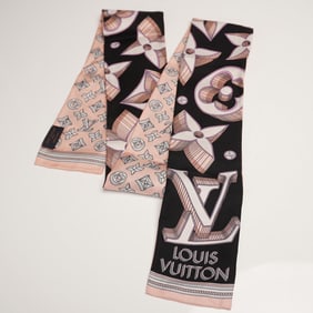Louis Vuitton Silk Bandeau Monogram Scarf, Pink and Black