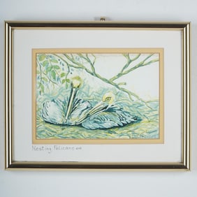 Dot Lefevers Nesting Pelicans Framed Print